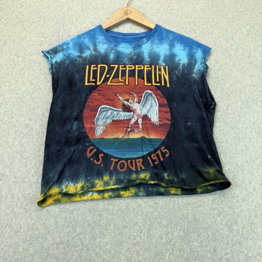 Led Zeppelin Women's Medium 1975 US Tour Tie Dye Graphic Band T-Shirt Crop